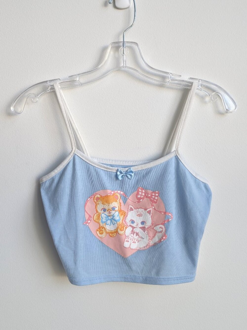 ROMWE Teddy Bear and Kitten Heart Graphic Crop Cami | Small